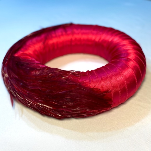 Burgundy Feathers Round Hat - Picture 3 of 6